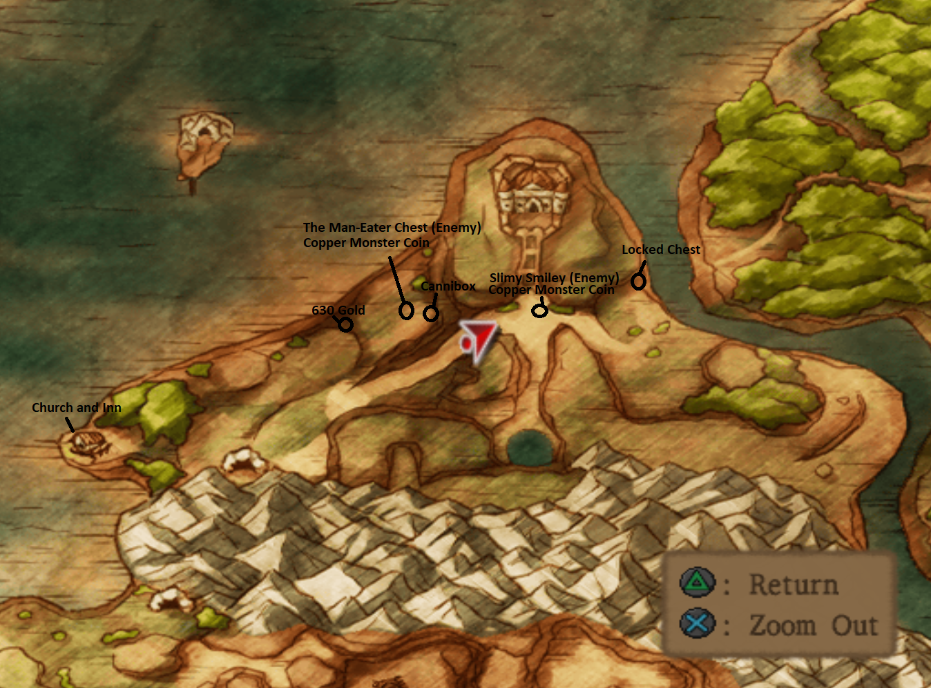 Map of Area Around Trodain Castle